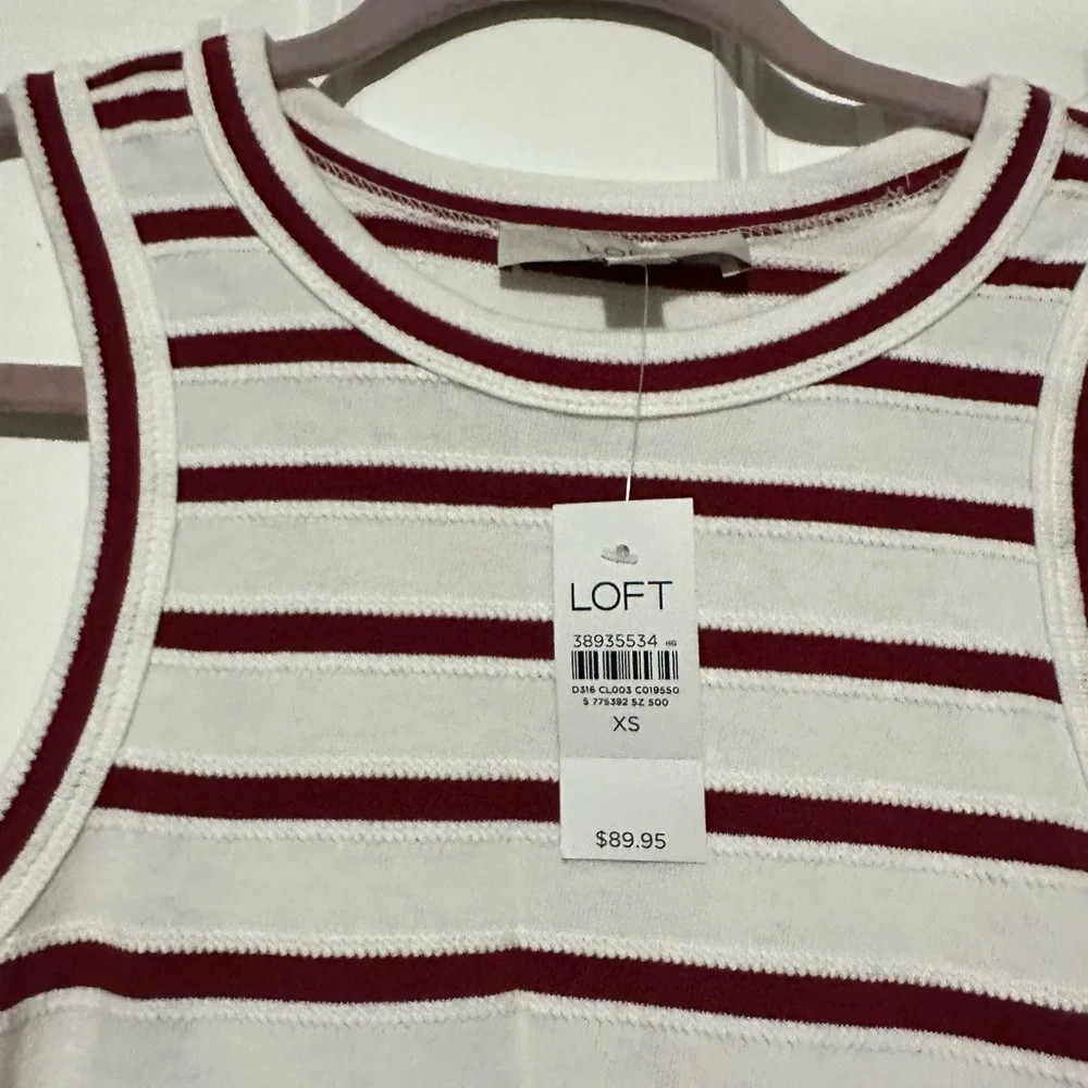 Loft Red and White Striped Dress NWT - Picture 2 of 3